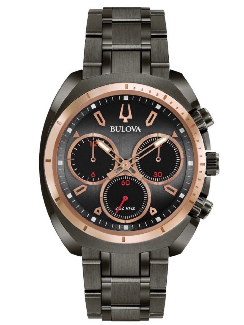 Bulova gunmetal and Rose Gold curv Men's Chronograph Watch